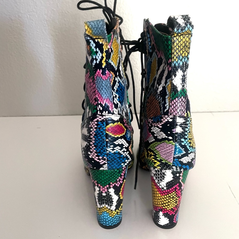 LILIANA Sage lace up chunky heel multicolor snake print heeled sandal size 10 - Picture 5 of 11